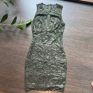 Guess olive green lace mini dress